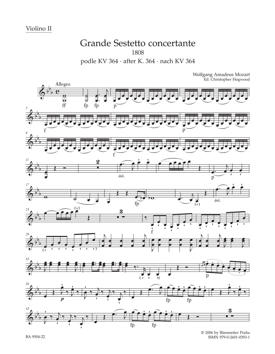 Grande Sestetto concertante (1808) podle Sinfonie concertante KV 364