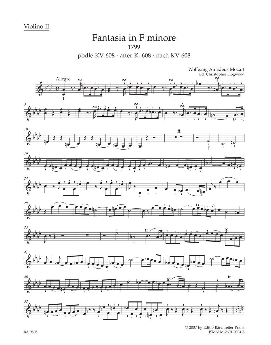 Fantasia in F minore pro smyčce podle Ein Orgelstück für eine Uhr